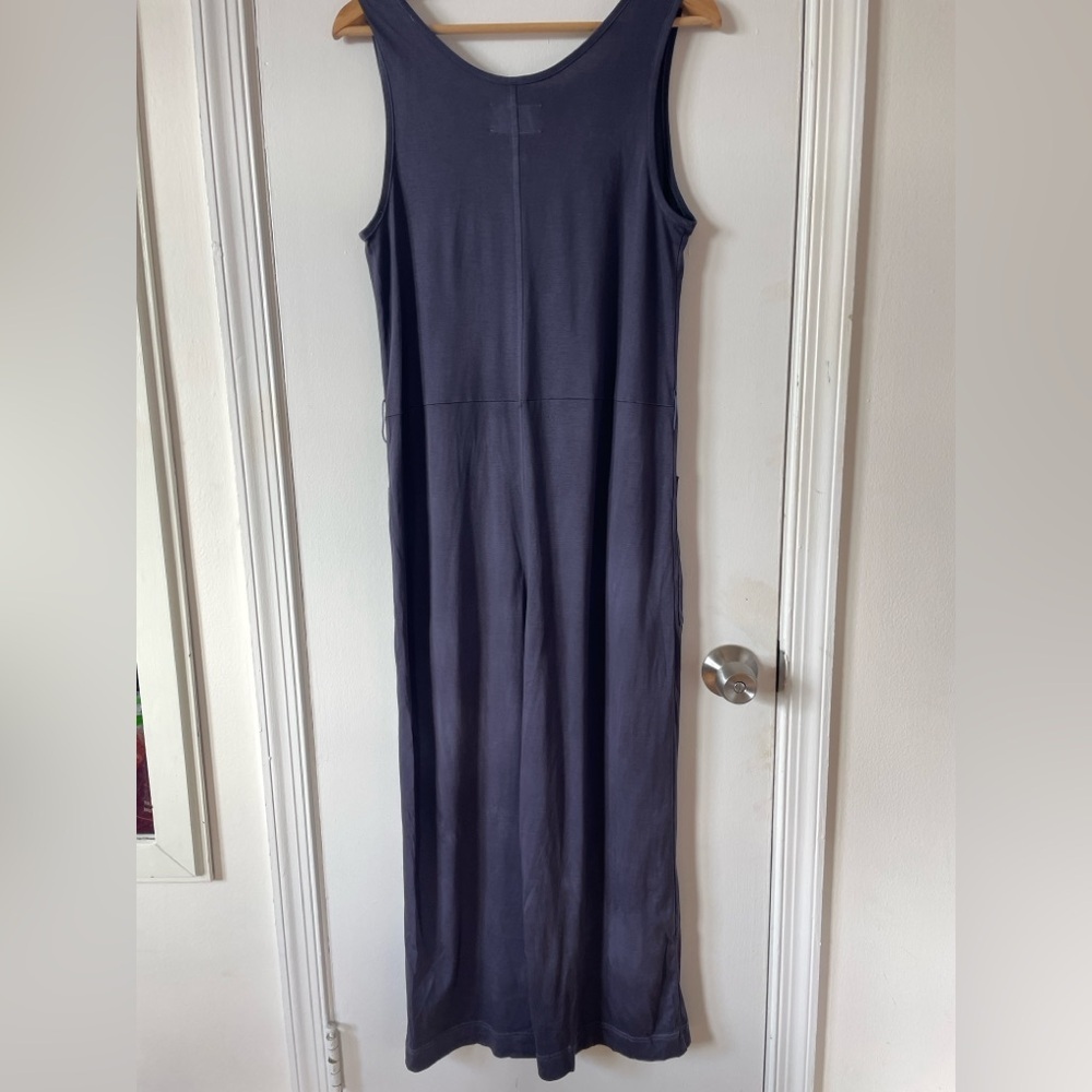 Everlane Luxe Cotton Tank Jumpsuit Blue Dyed Cropped Wide Leg Medium - Picture 3 of 5